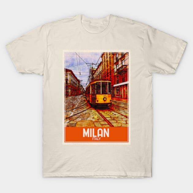 Milan Italy Travel Art T-Shirt by faagrafica